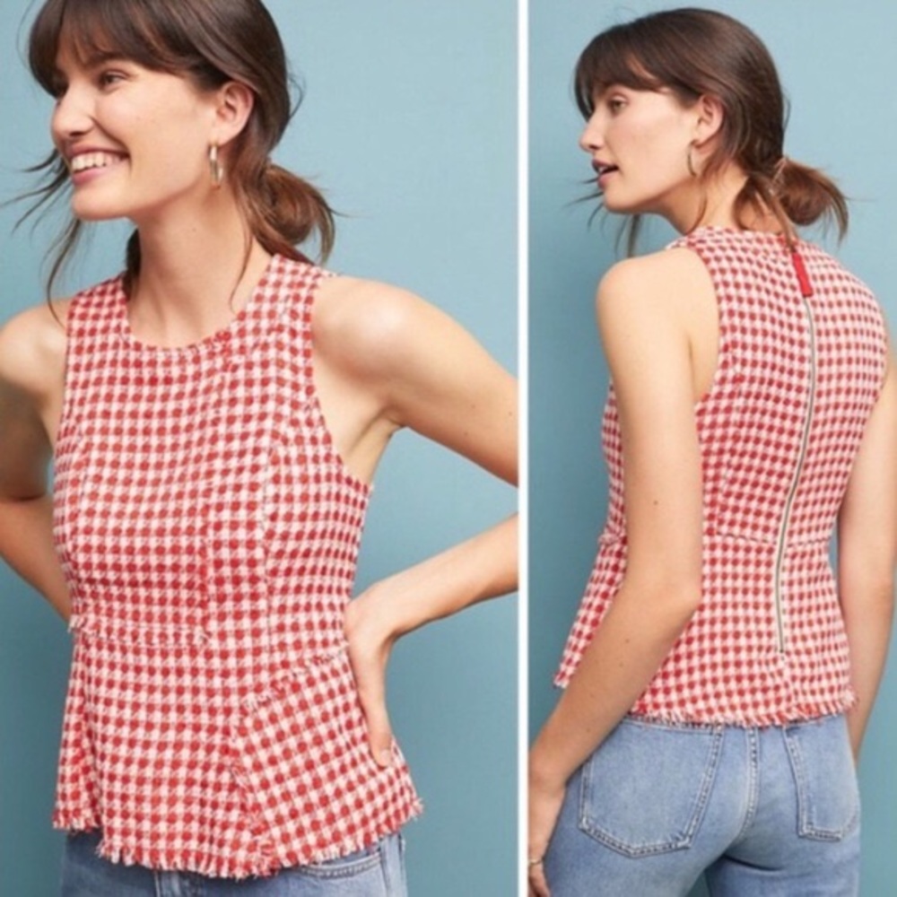 Tweed gingham sleeveless Peplum by Maeve